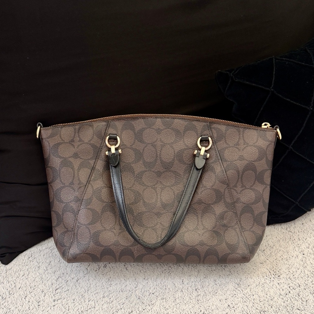 Coach Brown Signature Canvas Tote - Picture 2 of 4